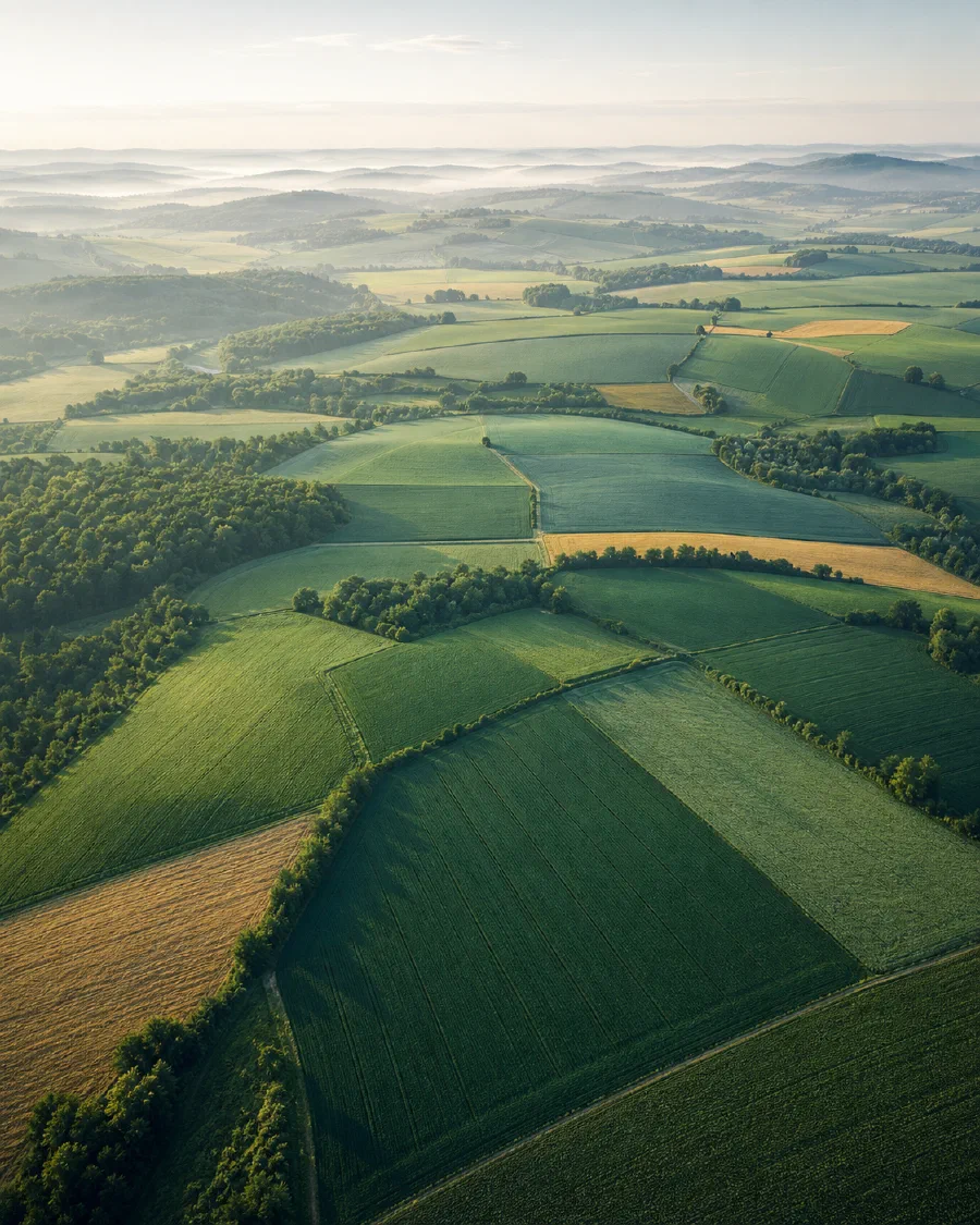 Crop field monitored with satellite data