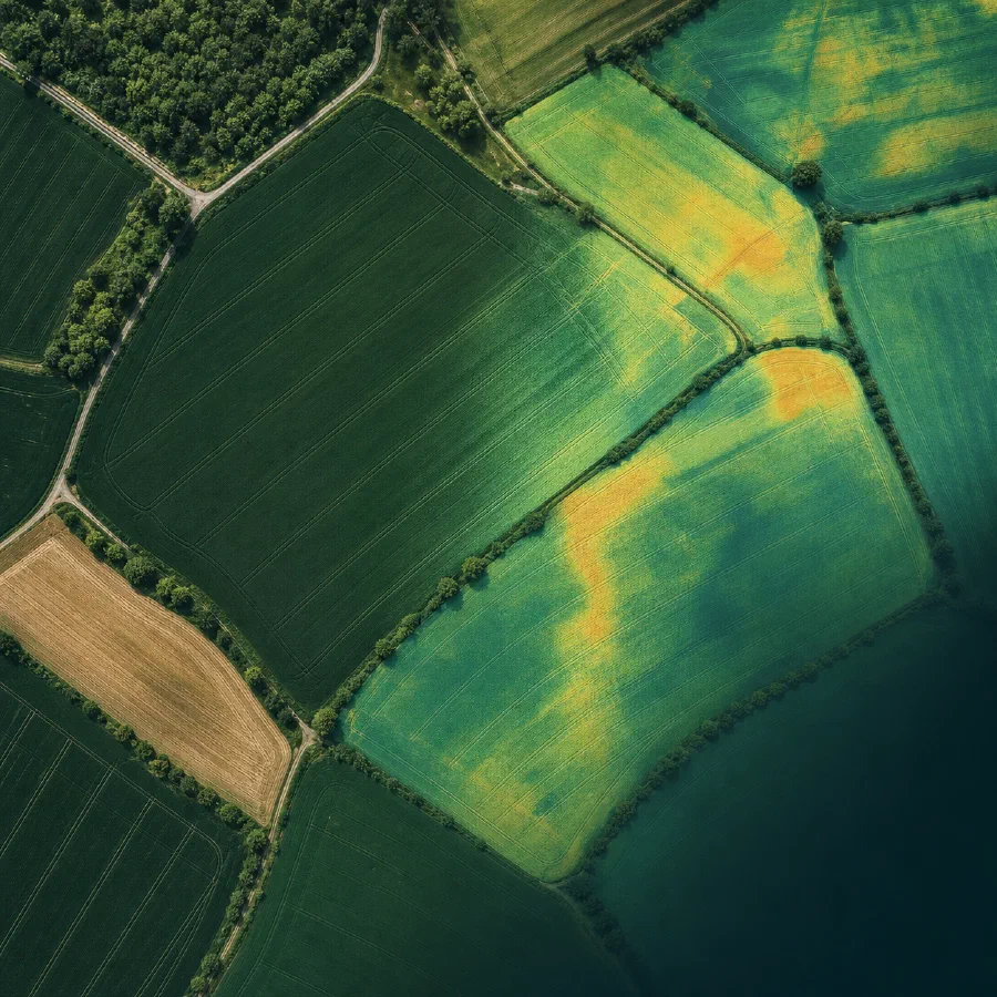 Aerial crop parcels visualised with a vegetation condition layer